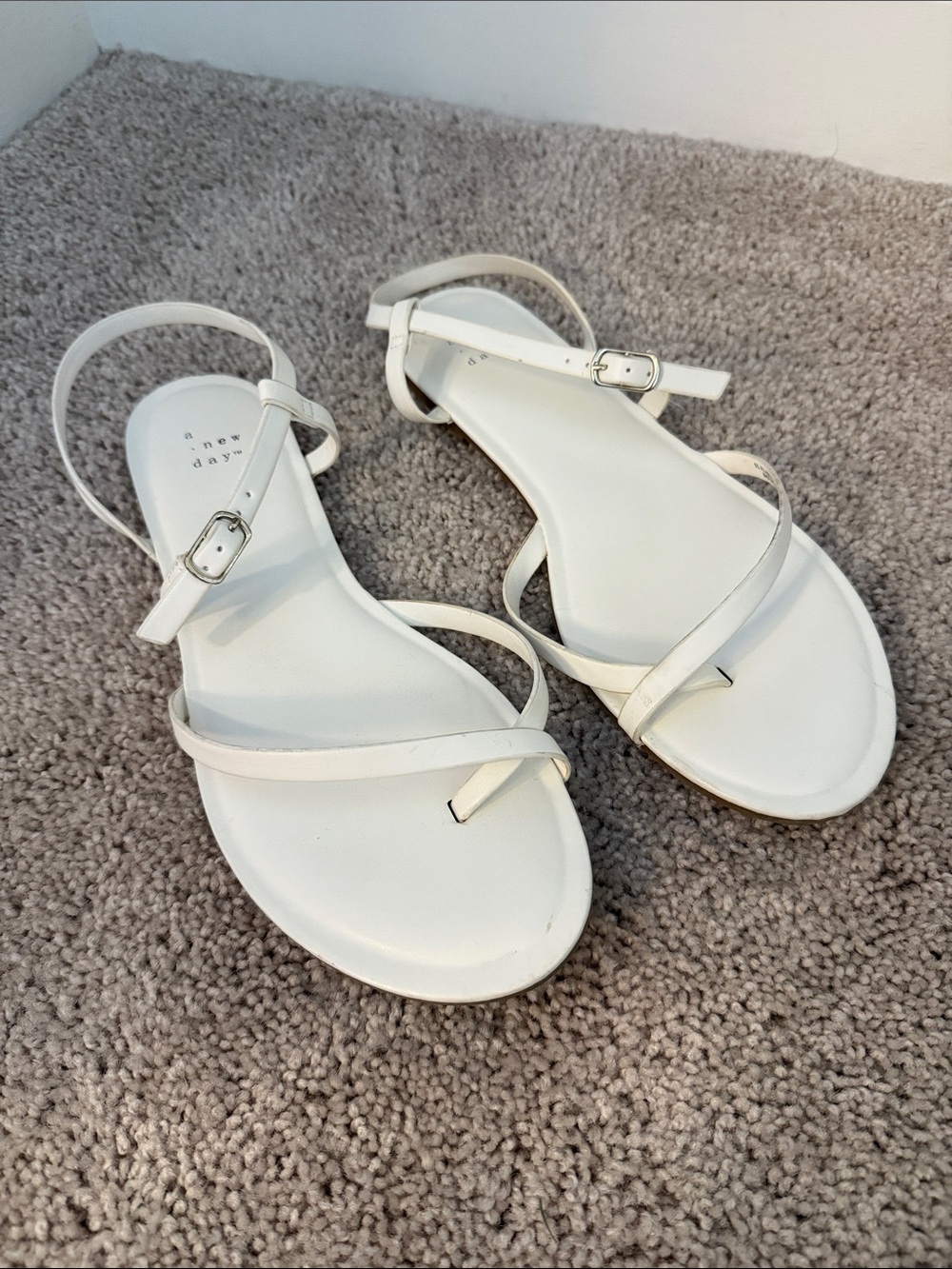 Target White Strappy Toe-Loop Ankle Buckle Sandals - Women's